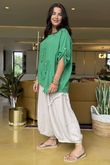 Linen Blend Quirky Top Emerald
